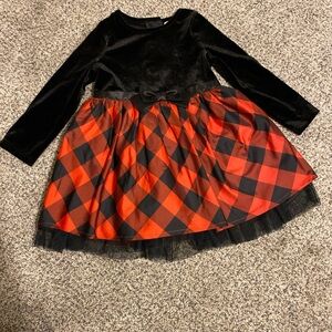 Cat & Jack Black Velvet and Red Checkered Dress